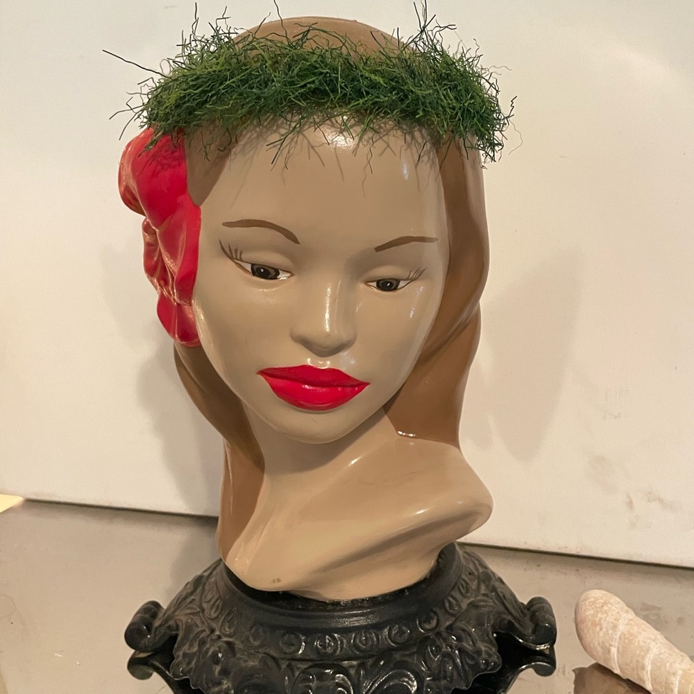 Hawaiian Tahitian Head Bust Chalk-ware Antique Collectable